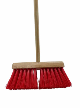 Hillbrush 12Inch Stiff Red Poly Yard Broom Complete Hillbrush 12Inch Stiff Red Poly Yard Broom Complete